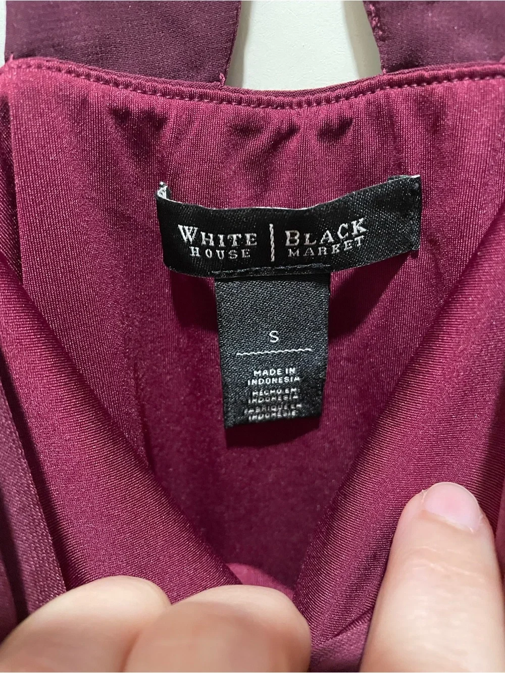 WHBM Burgundy Embellished Razorback blouse. Size S. - Picture 4 of 9
